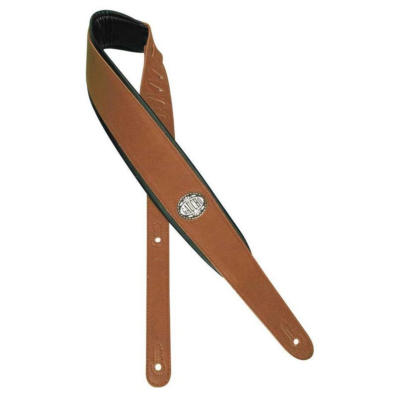 Gaucho GST-314-LBR guitar strap, black padded back, light brown