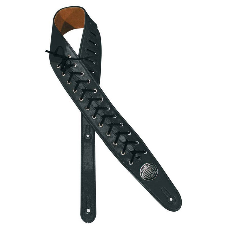 Gaucho GST-360-BK guitar strap, with shoe lace, black patent