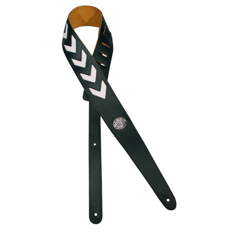 Gaucho GST-216-BK guitar strap, black and white, sergeant design