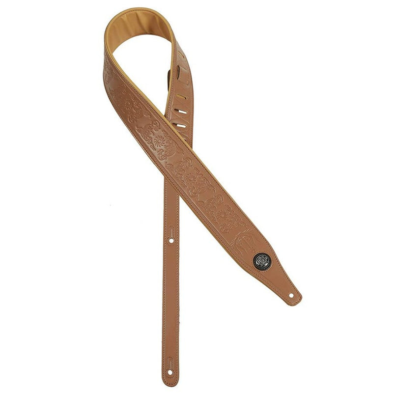 Gaucho GST-641-LBR guitar strap, faux leather, light brown