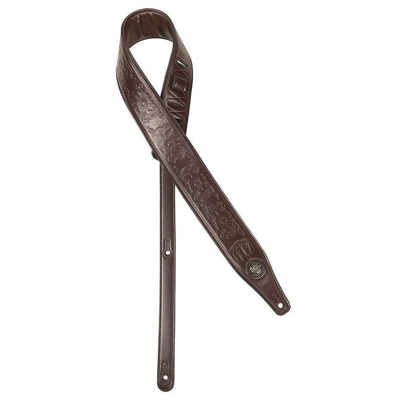 Gaucho GST-641-DBR guitar strap, faux leather, dark brown