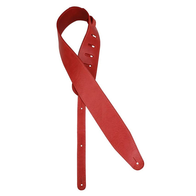 Gaucho GST-952-RD guitar strap, top quality European leather, 7 cm. wide, red, made in Italy