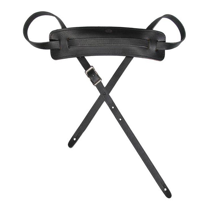 Gaucho GST-925-BK guitar strap, top quality European leather, adjustable belt buckle, black, made in Italy