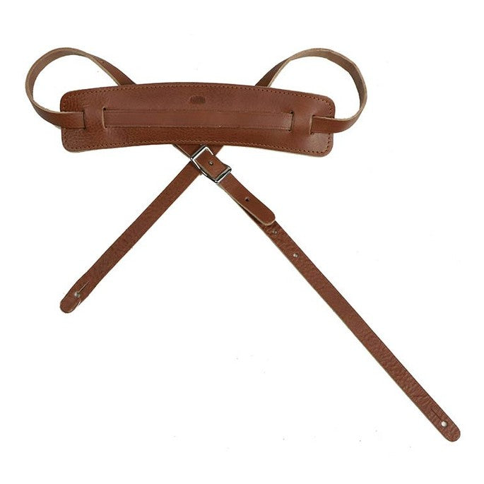Gaucho GST-925-BR guitar strap, top quality European leather, adjustable belt buckle, brown, made in Italy