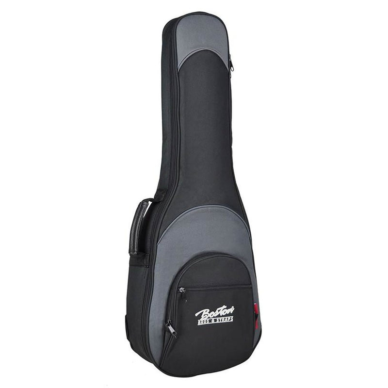 Boston UKT-25-BG gig bag for ukulele, 25 mm. padding, black and grey, multiple pockets, tenor shape