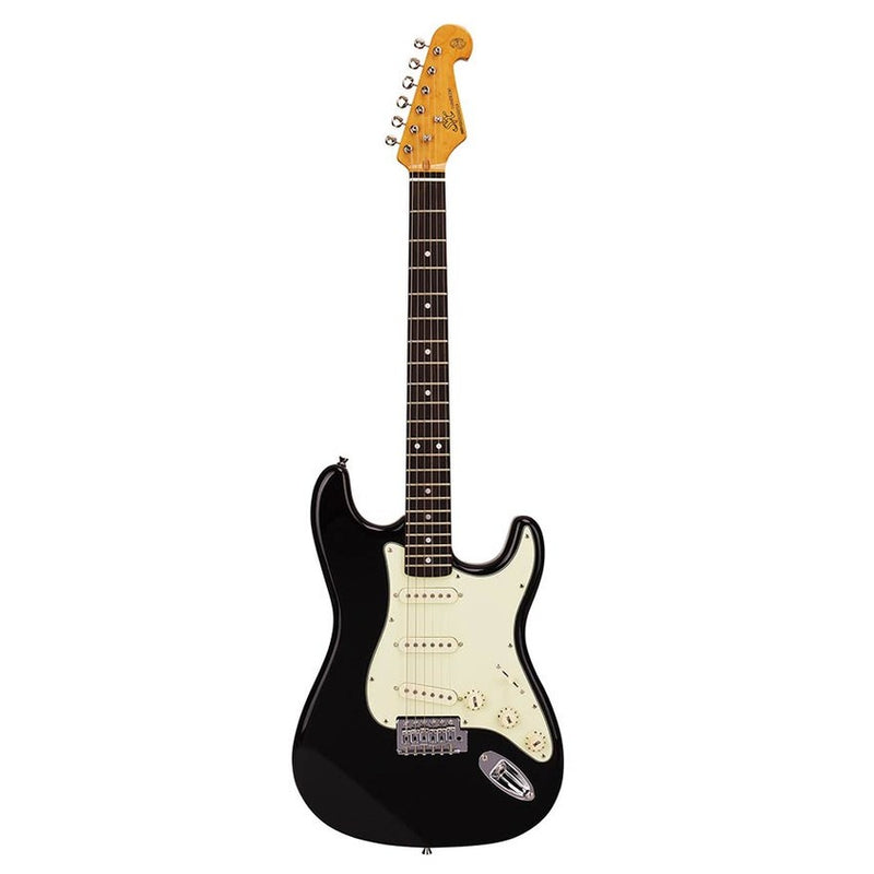 SX SST62-BK electric guitar 62 vintage style, 3 single coil pickups, vintage tremolo, black, incl. gig bag