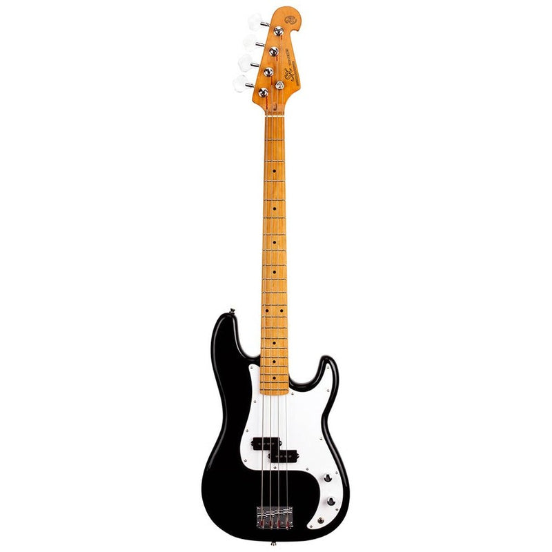 SX SPB57-BK 57 vintage P-style electric bass guitar, with split single coil pickup, with bag, black