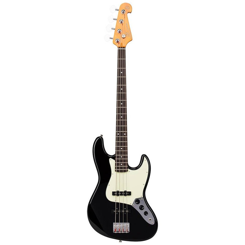 SX SJB62-BK 62 vintage J-style electric bass guitar, 2x single coil pickup, with bag, black