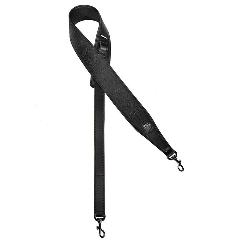 Gaucho GSTB-641-BK banjo strap, faux leather, black, chrome clips and velcro quick-release strap