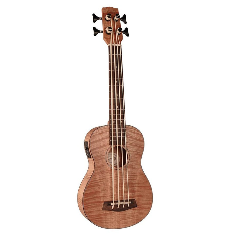 Korala UKBB-310-E bass ukulele, all flamed okoume top, guitar machine heads, tuner and EQ