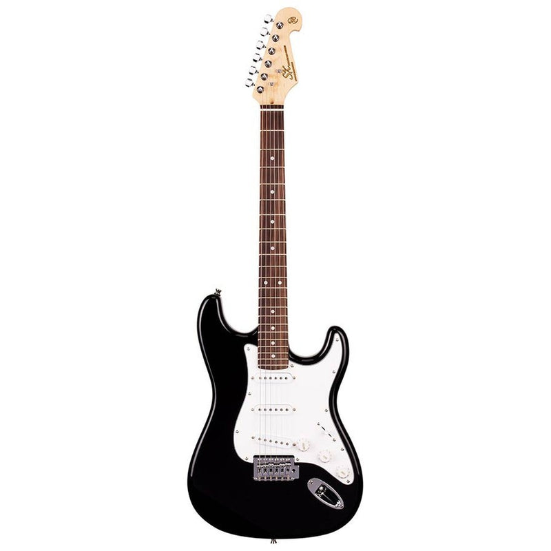 SX ED1/BK electric guitar, with 3 single coil pickups and vintage tremolo, bag, black