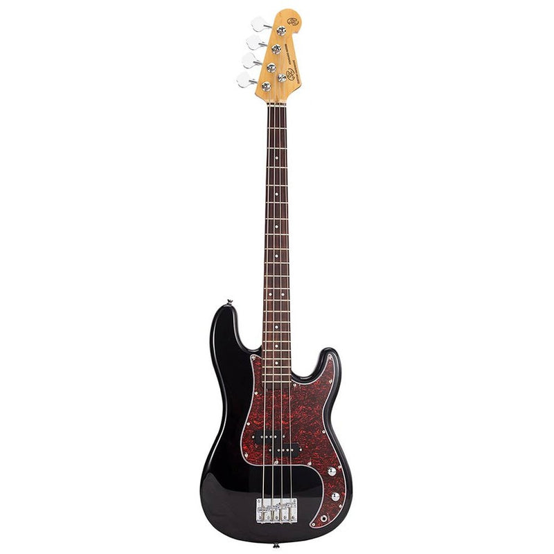 SX BD2/BK P-style electric bass guitar, black, with gig bag