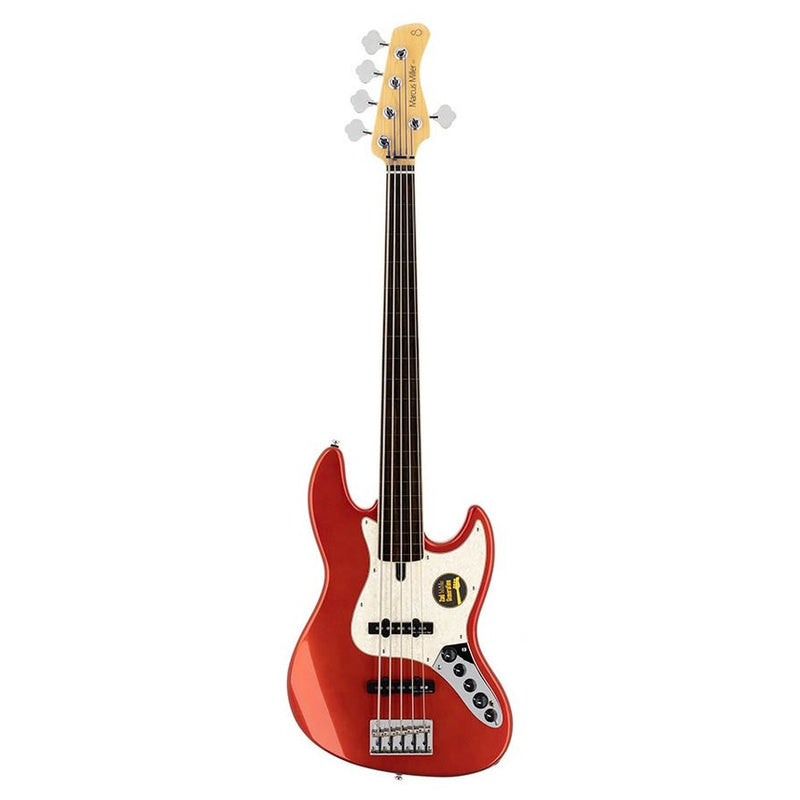 Sire V7+ A5F/BMR fretless alder 5-string active bass guitar bright metallic red