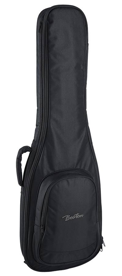 Boston E-10.2 gigbag voor elektrische gitaar. 10 mm. voering. cordura. 2 riemen. groot voorvak. zwart