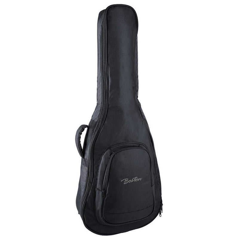 Boston W-15.2 gig bag for acoustic guitar, 15 mm. padding, cordura, 2 straps, multiple pockets, black