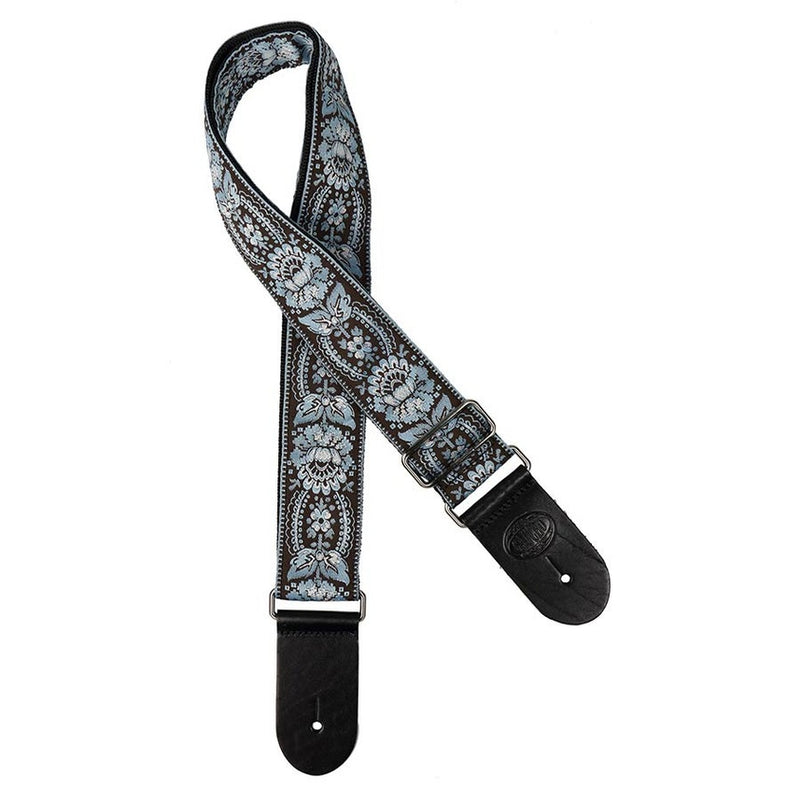 Gaucho GST-192-01 guitar strap, 2” jacquard weave, leather slips, multi colors