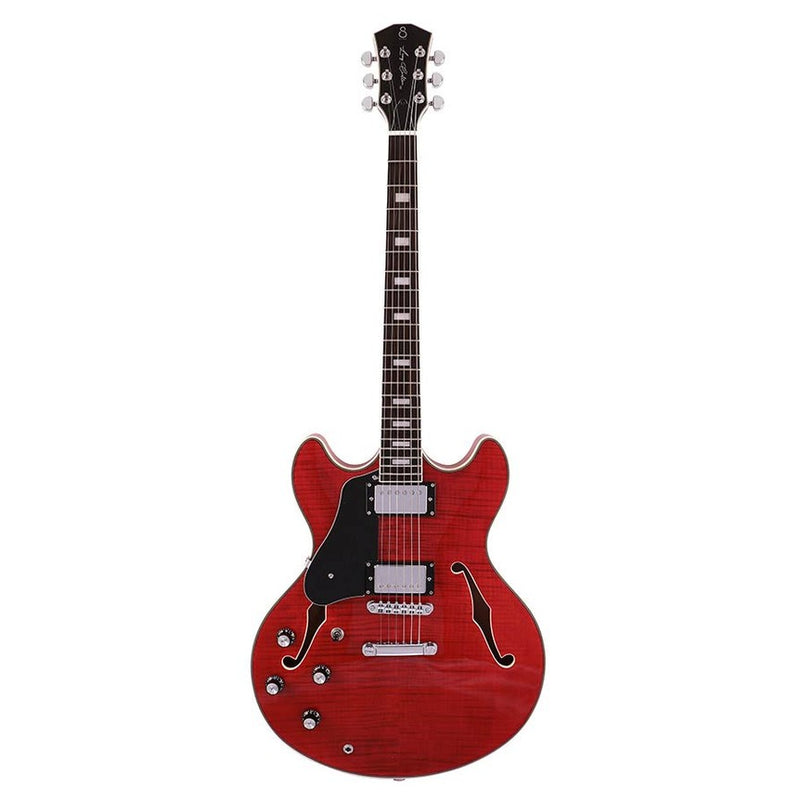 Sire H7L/STR electric archtop guitar lefty see through red