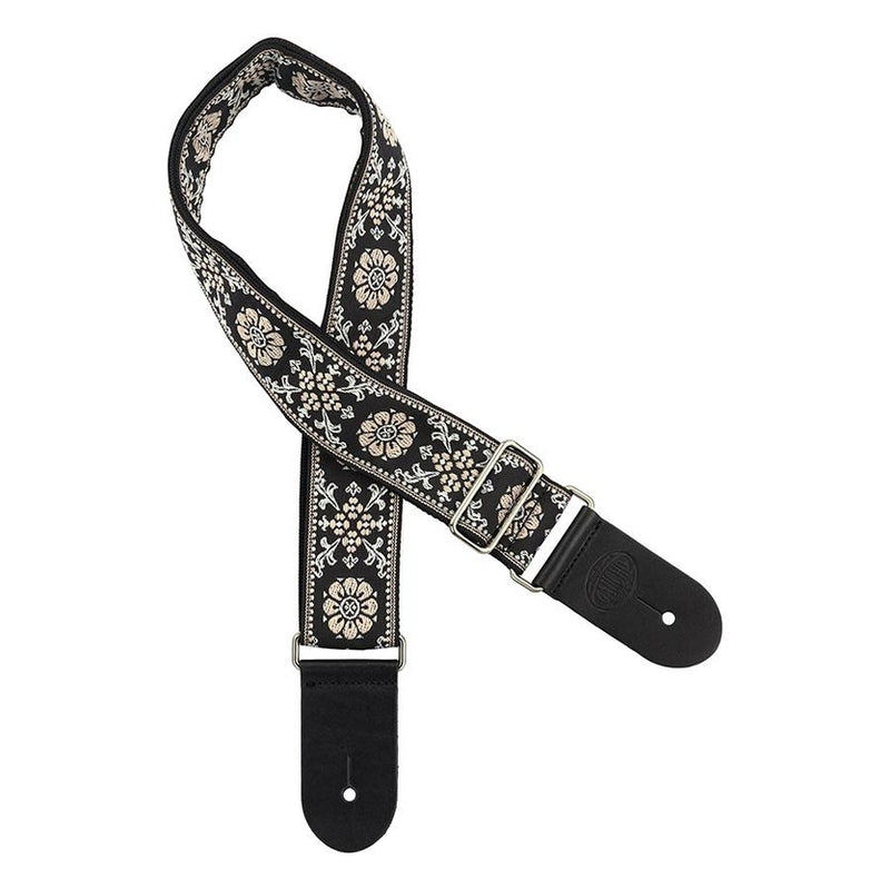 Gaucho GST-195-04 guitar strap, 2” jacquard weave, leather slips, multi colors