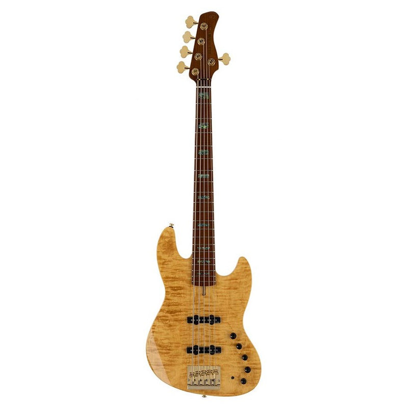 Sire V10 DX5/NT swamp ash + flamed maple 5-string active bass guitar natural, with hardcase