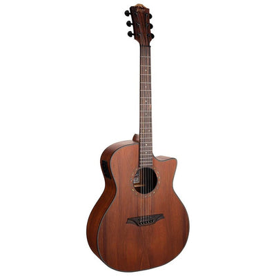 Bromo BAT2MCE grand auditorium guitar, solid mahogany top, mahogany body, cutaway, BZP1 preamp, satin