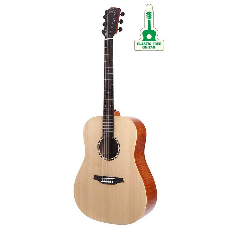 Bromo BAT1N dreadnought guitar, solid spruce top, mahogany body, satin - plastic free