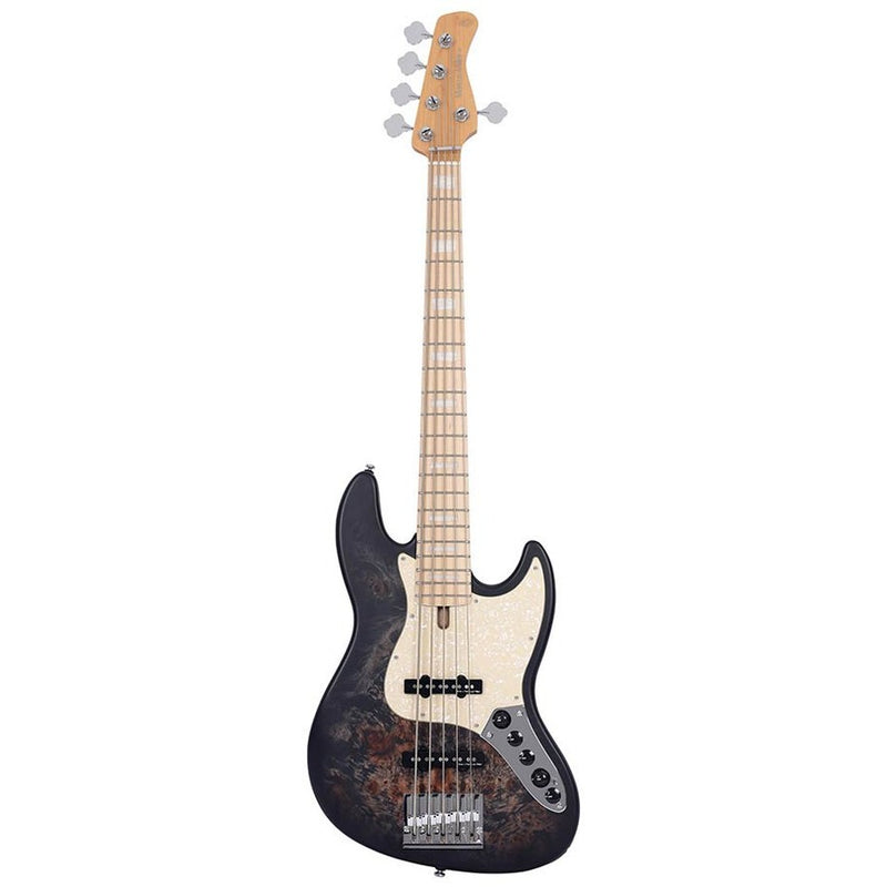 Sire V7 SR5/TBKS swamp ash reissue 5-string active bass guitar, transparent black satin
