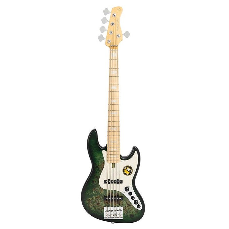 Sire V7 SR5/TGRS swamp ash reissue 5-string active bass guitar, transparent green satin