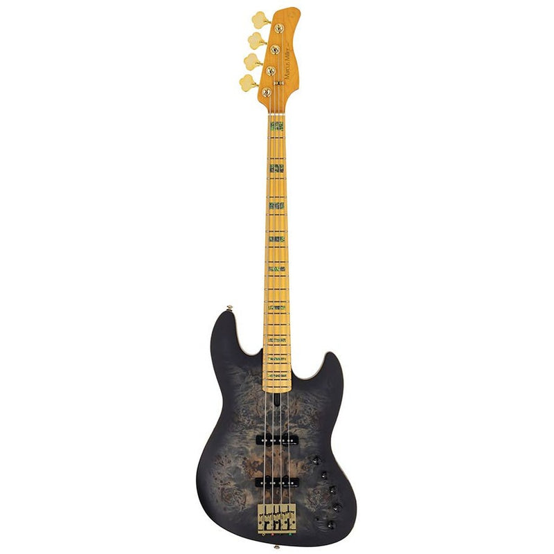 Sire V10 4/TBKS swamp ash + poplar burl 4-string active bass guitar, transparent black satin, incl. gigbag