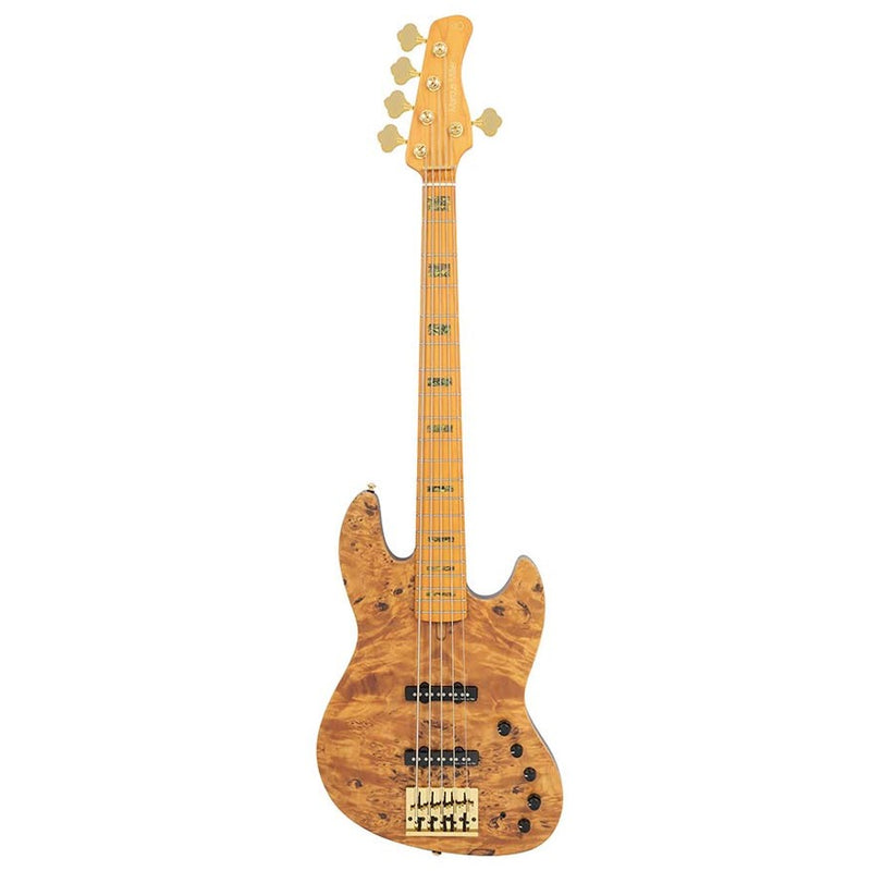 Sire V10 5/NTS swamp ash + poplar burl 5-string active bass guitar, natural satin, incl. gigbag