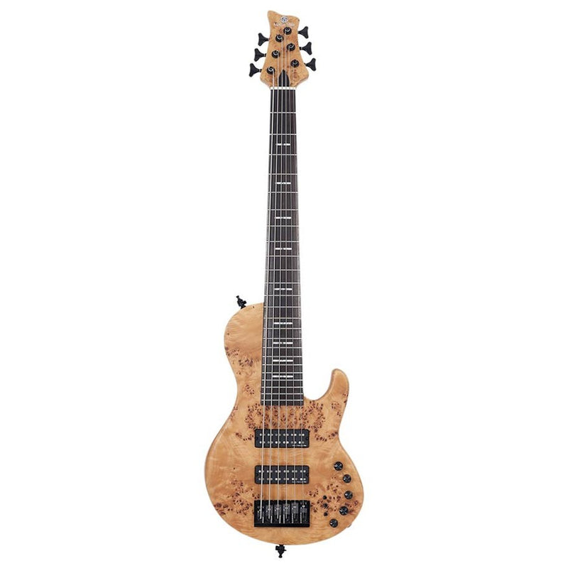 Sire F10 6/NTS swamp ash + poplar burl 6-string active bass guitar, natural satin, with hardcase