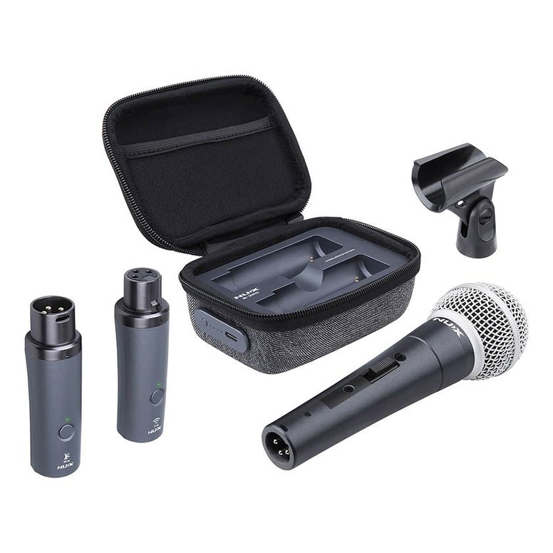 NUX B-3RC 2.4 GHz wireless microphone system, XLR transmitter and receiver, free dynamic microphone