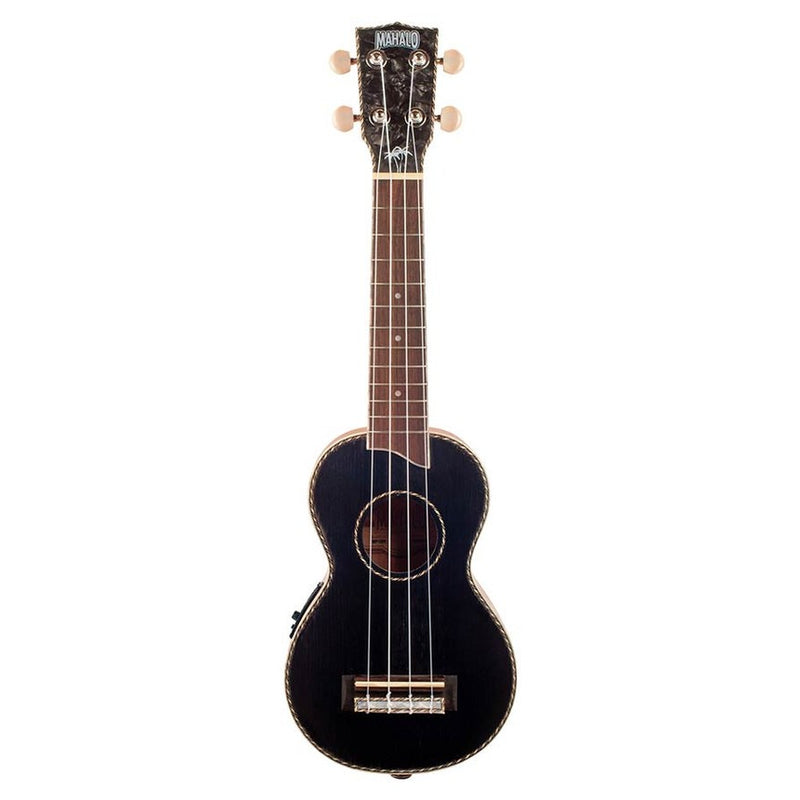 Mahalo MP1EBK solid top soprano ukulele, with MEQ2 9v preamp, black, with bag