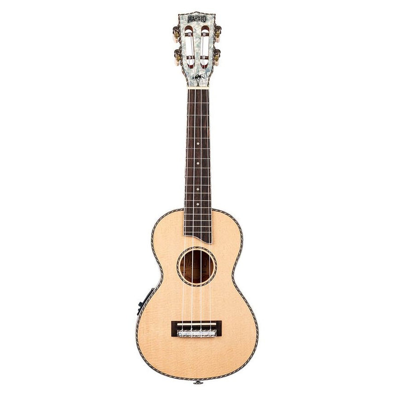Mahalo MP2E solid top concert ukulele, with MEQ2 9v preamp, natural, with bag