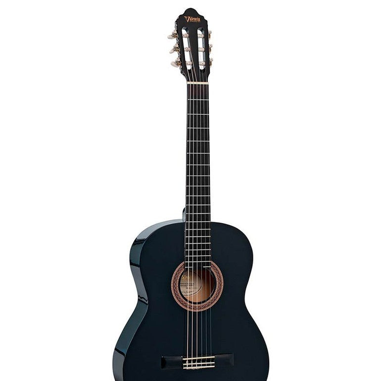 Valencia VC104BK klassieke gitaar. linden body. esdoorn fb. hoogglans finish. zwart