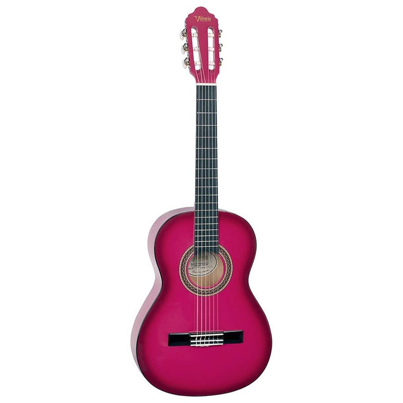 Valencia VC103PKS klassieke gitaar 3/4. linden body. esdoorn fb. hoogglans finish. sunburst roze