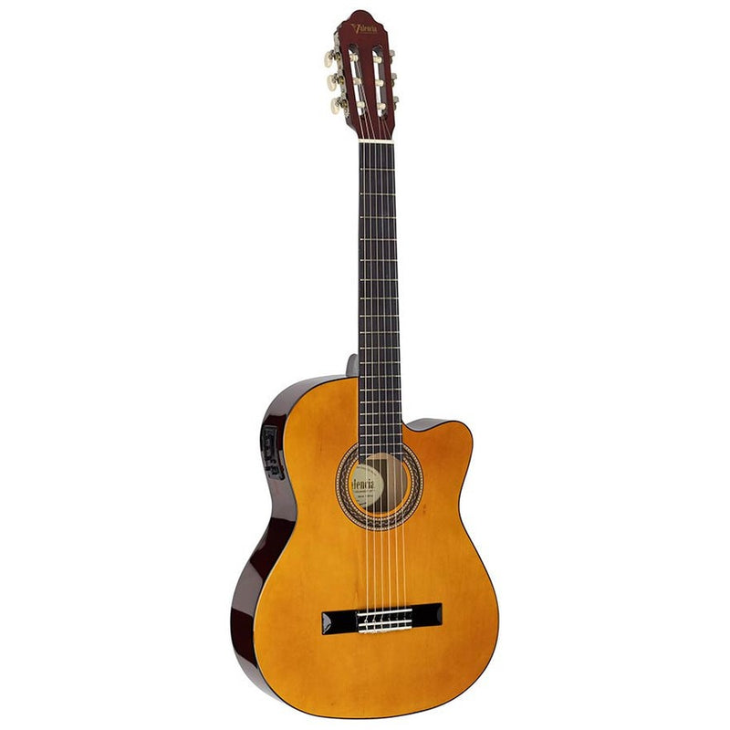 Valencia VC104CE klassieke gitaar. linden body. esdoorn fb. met cutaway en pre-amp. hoogglans finish