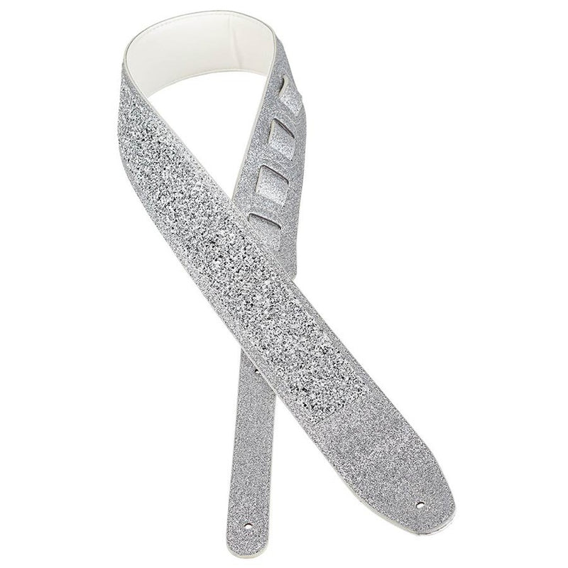 Gaucho GST-250-SI guitar strap, faux leather, sparkling silver