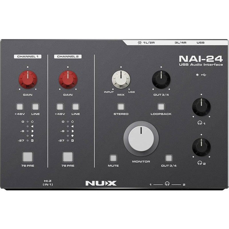 NUX NAI-24 USB audio interface, 2-in/4-out, up to 32-bit/192kHz,Pure Class-A discrete transistor