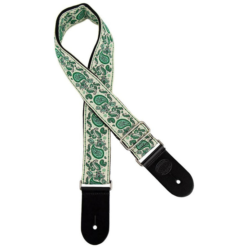 Gaucho GST-196-06 guitar strap, 2” jacquard weave, leather slips, multi colors