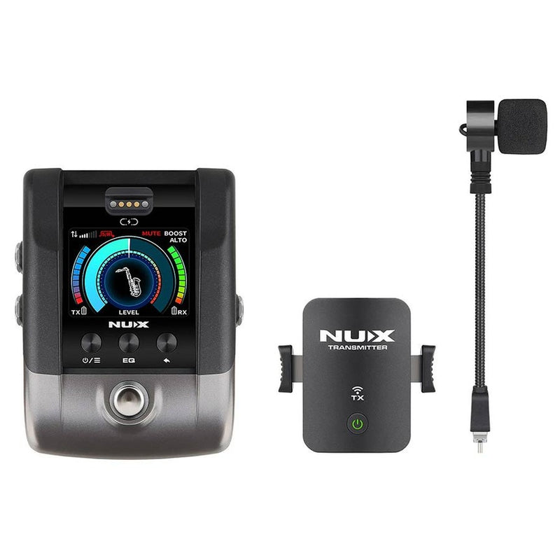 NUX B-6PRO wireless system for wind instruments, microphone with transmitter and receiver pedal, EQ + tuner