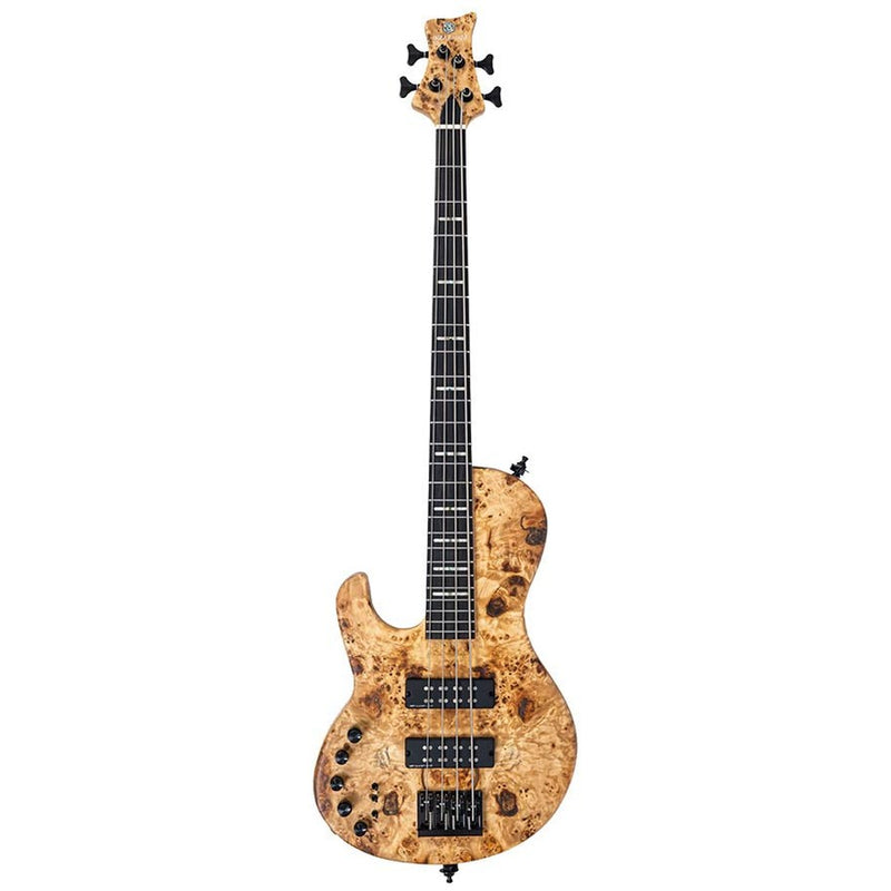 Sire F10 4L/NTS lefty swamp ash + poplar burl 4-string active bass guitar, natural satin, with hardcase