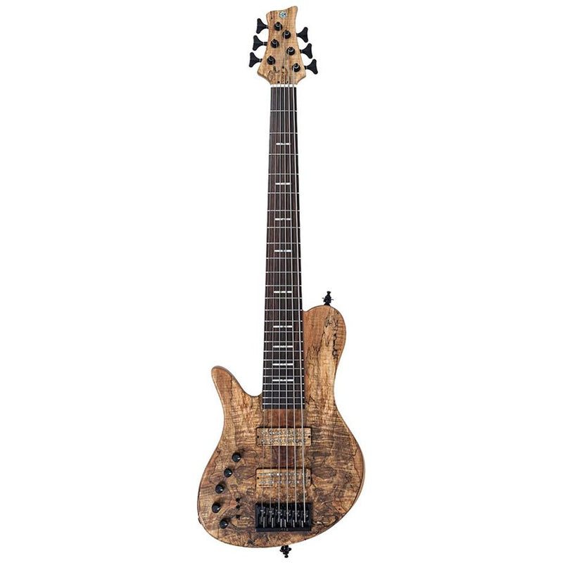 Sire F10Dx 6L/NTS lefty swamp ash + spalted maple top 6-string active bass guitar, natural satin, with hardcase