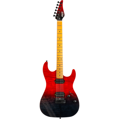 Jet Guitars JS-1000 Vulcano S-stijl HH Trans. Rood