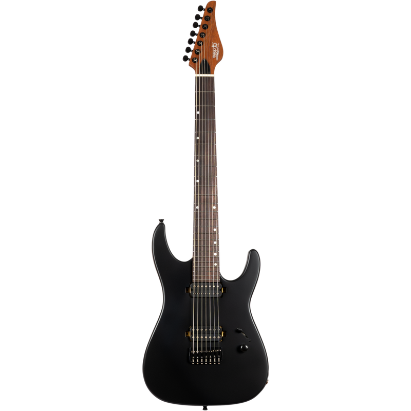 Jet Guitars JS-507 BK Stygian S-stijl 7-snarige Stygian HH Satijn Zwart, Rosew FB
