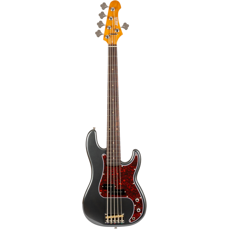 Jet Guitars JPB-305 CRC PB-stijl 5-snarige Bas Houtskool, Rozenw. FB