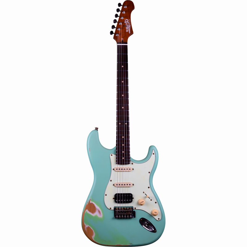 Jet Guitars JS-400 RLC SFG S-stijl HSS 'relic' Zeegroen