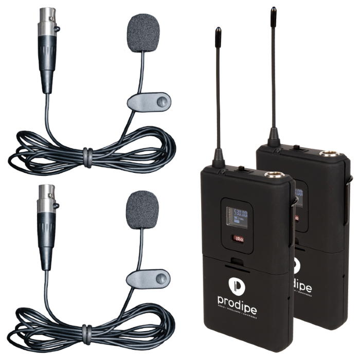 Prodipe B210 UHF LAVALIER DUO UHF wireless Duo Lavelier system with P2L Cardioid mics