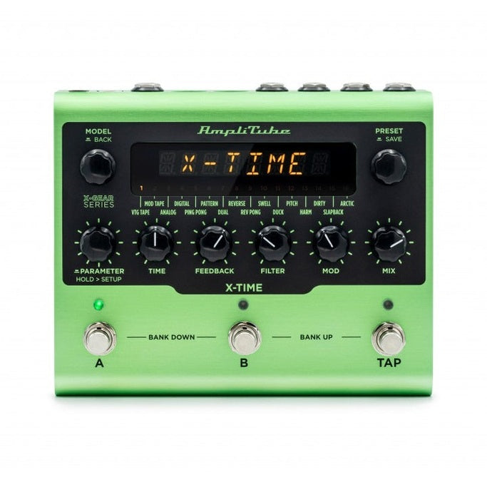 IK-Multimedia Amplitube X-TIME Geavanceerd stereo delay-pedaal met 16 op maat gemaakte algoritmen en naadloze integratie tussen studio en podium.