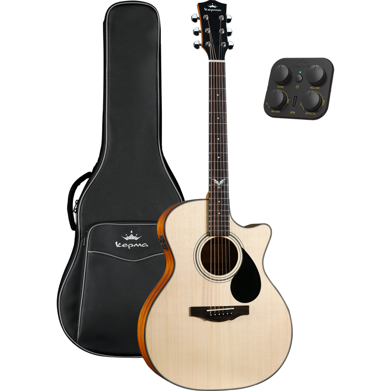 KEPMA GUITARS SOLID TOP SERIES - F0E-B GRAND AUDITORIUM NATURAL electro-acoustic guitar