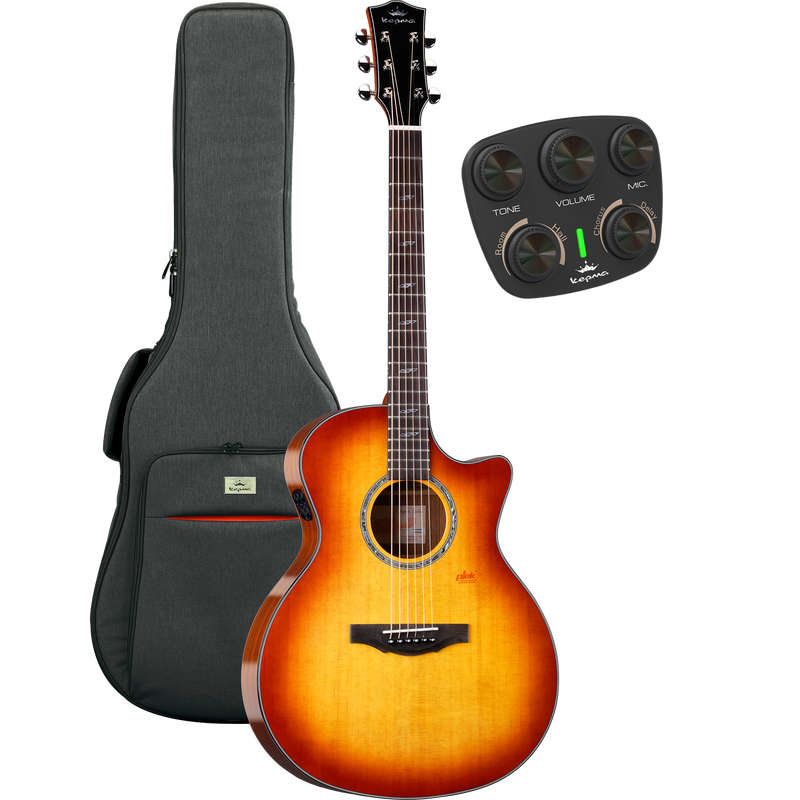 KEPMA GUITARS SOLID TOP SERIES - F2SE GRAND AUDITORIUM CHERRY BURST electro-acoustic guitar